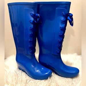 Royal Blue Wedge Rainy Boot
